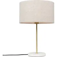 QAZQA Lampe de table en laiton avec abat-jour gris 35 cm - Kaso