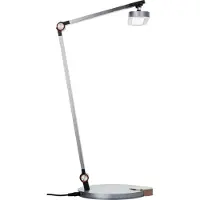 Brilliant Lampe de table LED argentée | Lampe de bureau avec wireless charging | 10W 1000 lm dimmable CCT | Hauteur 40 cm | Aluminium/plastique