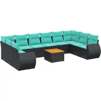 Syfax Ensemble de canapé de jardin 11 pcs avec coussins noir