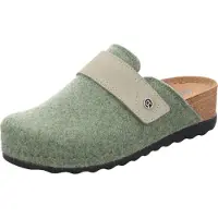 Rohde Pantoufle pour femme , modèle Soave-40 6053, avec fermeture à velcro, doublure en cuir, semelle intérieure en cuir et talon compensé. Taille : 42 EU. Couleur : Vert