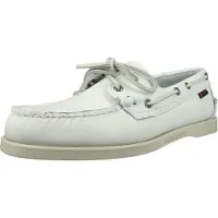 Sebago pour homme. 7000H00 Chaussures de bateau en cuir Docksides Portland blanc (45), Plat, Lacets, Casuel