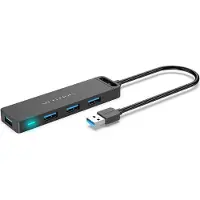 Vention Hub Usb 3.0 avec 4 ports et prise d'alimentation Chlbb 0.15 M, noir