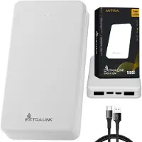 Extralink 10000 mAh Blanc Powerbank, USB-C, 2× USB, Compact