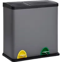 SVITA TC2Combo35 Poubelle grise en acier Poubelle à tri sélectif (12l + 23l) Corbeille à papier