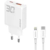 Dudao Gan A30Eul 30W Chargeur Usb-A / Usb-C + Câble Usb-C - Lightning - Blanc