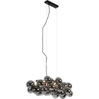 QAZQA Suspension intelligente noire avec verre fumé 8 lumières avec Zigbee G9 - Uvas