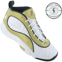 Reebok x Victor Solomon - Answer 3 - Baskets de basket-ball pour homme en cuir, blanc et or 100206492, taille 39 (EU) / 6 (UK)