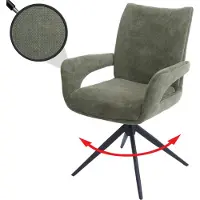 Mendler Chaise de salle à manger HWC-O78, chaise de cuisine, pivotante avec retour automatique, tissu/textile chenille (310 g/m²) Öko-Tex vert
