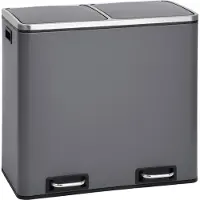 SVITA TM2X24 Poubelle grise 48 litres (2x24L) Poubelle à pédale cuisine Corbeille à papier Tri sélectif Déchets Acier Bureau