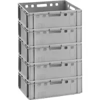 BURI 5x caisse à viande E2 caisse à viande Eurobox 60x40x20cm apte au contact alimentaire, robuste, empilable | caisses de stockage, caisses empilables, caisse de boucherie Germany