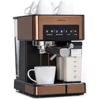 Klarstein Cafetiere avec Mousseur de Lait, Cafetières, Machines à Café et Machines à Expresso 20 Bar, Petite Cafetière Electrique Acier Inoxydable 1350W pour Café Moulu, Machine a Cafe Qualite Barista