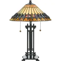 QUOIZEL Lampe de table, verre Tiffany, acier, H 57,2 cm