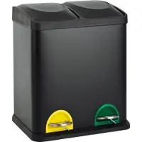SVITA TC2X15 Poubelle de cuisine 30 litres 2x15L double Poubelle 2x1 Poubelle de tri à pédale Acier noir