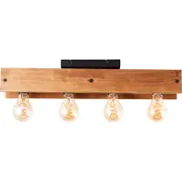 Brilliant Calandra Plafonnier 4 flammes noir/couleur bois 99450/76