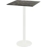 Essentials Table de bar Urban - Structure blanche + plateau HPL effet marbre Galaxy 70x70 cm (1 pièce)