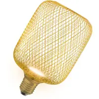 Ledvance DECOR LED Flatlampe dans un boîtier métallique en plastique givré doré de 100 mm en blanc chaud (2700 K), 3,5 W / 300 lm et culot E27, est non graduable et offre un éclairage noble.