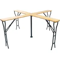 Saska Garden Table pliante en bois avec piètement en croix – table en bois robuste et pliable pour le jardin, la terrasse et le camping, table de brasserie de style classique