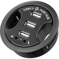 Goobay HUB/distributeur 3 ports USB 2.0 Hi-Speed encastrable + audio noir (1 blister)
