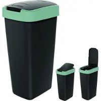 Prosperplast Keden Compacta Q Poubelle avec couvercle basculant et rabattable 25L plastique tri sélectif Poubelle recyclable - noir avec cadre vert