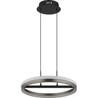 Globo Suspension LED, aluminium gris, cristaux, H 150 cm