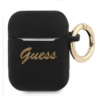 GUESS Gua2Sssk Airpods 1/2 Cover Czarny/Black Silicone Vintage Script