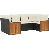 vidaXL Ensemble de salon de jardin 6 pièces avec coussins noir poly rotin