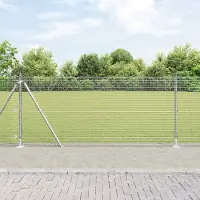 Syfax Clôture en fil soudé avec base en béton 10 x 0,8 m Argenté