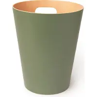 SmartaSaker Woodrow Poubelle, Poubelle, Corbeille à papier, Bois, Nature / Vert sapin, 7.5 L, 082780-1095