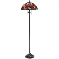 QUOIZEL Lampadaire, verre Tiffany, métal, bronze, H 157,5 cm