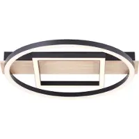 Brilliant Plafonnier Maureen Ø 37cm avec carré noir avec bois