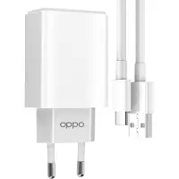OPPO Chargeur USB (10W) avec câble USB / USB-C pour appareils , couleur blanche