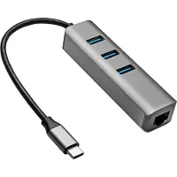 Akyga Hub USB C mâle / 3x USB 3.1 femelle RJ45 Carte réseau Adaptateur AK-AD-66