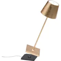 Zafferano Lampe De Table Led Poldina Pro Gold Leaf, Rechargeable Et Dimmable Avec Une Autonomie Allant Jusqu'À 12 Heures