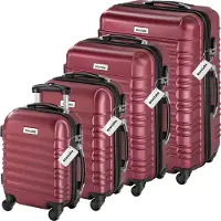 TecTake Set de valises rigides Mila 4 pièces avec pèse-bagages - rouge bordeaux