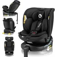 Lionelo Siège enfant Navy i-Size 360° base pivotante EasyTurn, 40-150 cm, montage avec ISOFIX et un pied de support, norme R129 - Noir