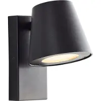 Brilliant : Applique murale extérieure noire Bari | Hauteur : 17 cm | Douille GU10, puissance maximale : 10W | Indice de protection IP44 | Matériaux : métal/plastique