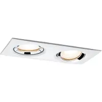 Paulmann Ensemble d'appliques encastrables Prem Nova, IP65, orientables, LED, 1x2x7W, 230V, culot GU10, diamètre 51mm, blanc avec détails chromés/alu