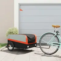 Prolenta Maison Exclusive - Remorque pour vélo, noire et orange, capacité de 45 kg, en fer