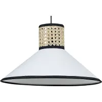Beliani Lampe suspendue blanc naturel noir rotin polyester abat-jour Boho suspension lumineuse