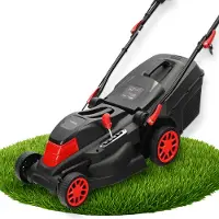Lehmann Tondeuse à gazon électrique jusqu'à 1000 m², 1600 W, largeur de coupe 38 cm, bac de ramassage 40 L, réglage de la hauteur de coupe sur 5 niveaux de 25 à 75 mm