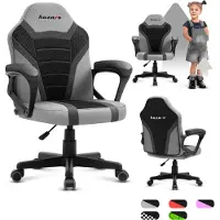 Huzaro Ranger 1.0 Chaise de jeu pour enfants Chaise de bureau Gamer Chair Chaise de bureau ergonomique design moderne Accoudoirs Assise réglable en hauteur Roues en caoutchouc Gris