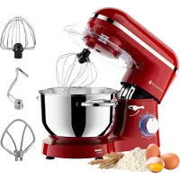 Kitchenbrothers Robot de cuisine - - Mixeur de cuisine avec bol de 6L - Acier inoxydable - 1400W - Rouge