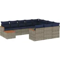 Syfax Ensemble de canapé de jardin 11 pcs avec coussins gris