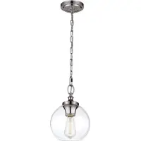 Elstead Lighting Suspension Tabby, nickel poli, 1xE27x60W, verre, dimensions : 196,9 x 21,6 x 21,6 cm, IP20, Feiss