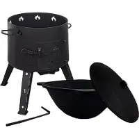 Grillpeter Foyer avec Kazan 16L - Set de brochettes en fonte, idéal pour la cuisine en plein air et le camping