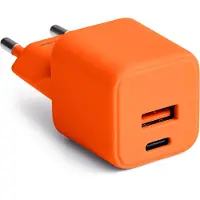 Forever COLORUM, Chargeur de téléphone portable pour tous les iPhone, Xiaomi, Huawei, Motorola et Samsung, Chargeur rapide + USB-A + USB-C PD 30W CLS30-AC-10 Orange