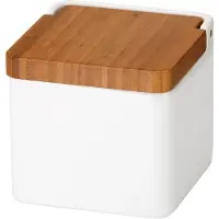 Tescoma Salzmetze Porzellan mit Holzdeckel, Höhe: 110 mm, Länge: 120 mm, Breite: 120 mm