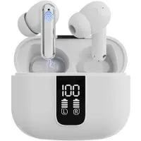 Strex Écouteurs sans fil - Réduction active du bruit - Affichage LED - Écouteurs Bluetooth - Écouteurs sans fil - Bluetooth 5.3 - Blanc