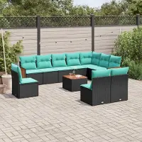 Prolenta Maison Exclusive - Ensemble canapé de jardin 11 pièces avec coussins, polyrotin noir