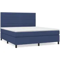 vidaXL Lit boxspring avec matelas bleu 160x200 cm Tissu
